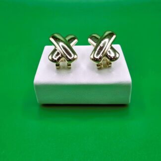 Pendientes de boton en forma de X 14K